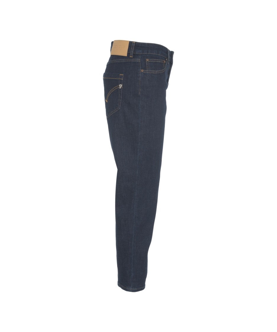 Dondup Dark Indigo Straight-Leg Jeans With Distinctive Button Closure