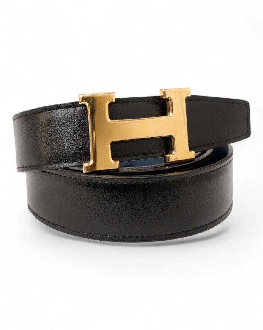 Hermès Constance Belt 32Mm Noir/Bleu