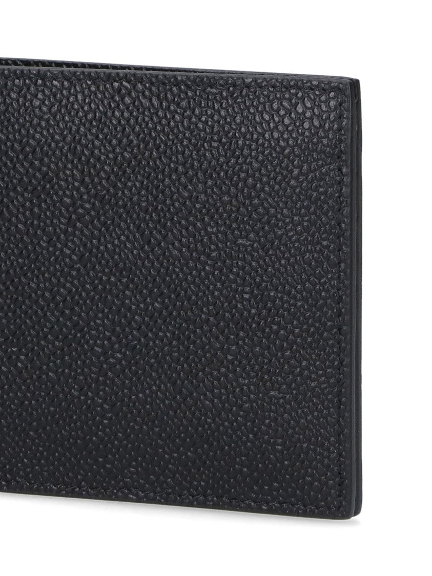 Thom Browne Textured Bifold Wallet With Striped Interior Detail
