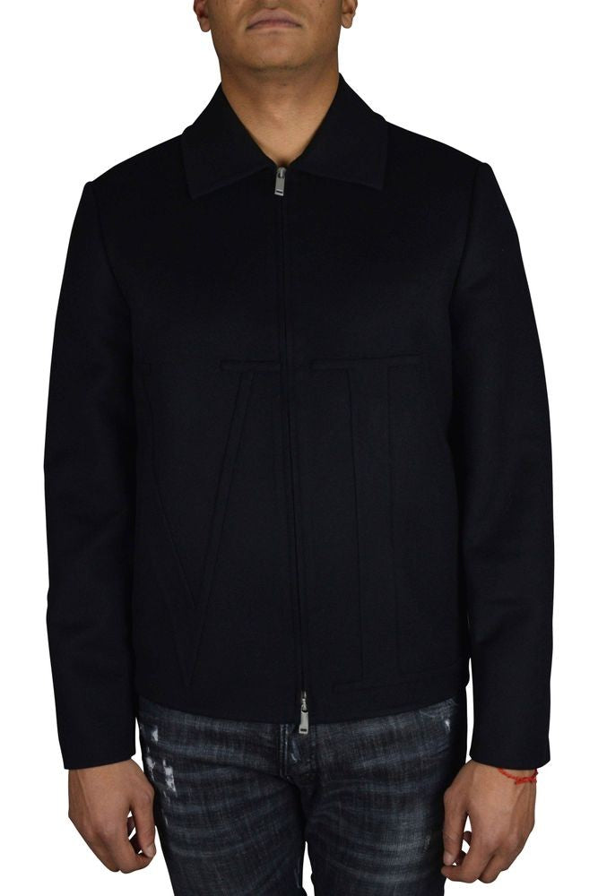 Valentino Garavani Black Wool Jacket With Vltn Embroidery