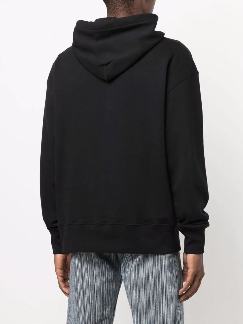 Msgm Relaxed-Fit Black Hoodie With Graphic Logo