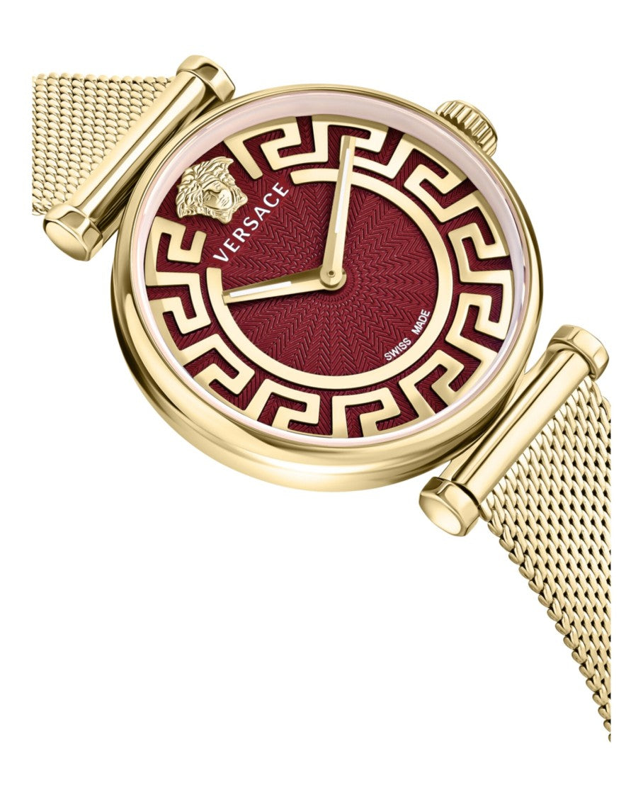 Versace Greca Bracelet Watch With Red Guilloche Dial