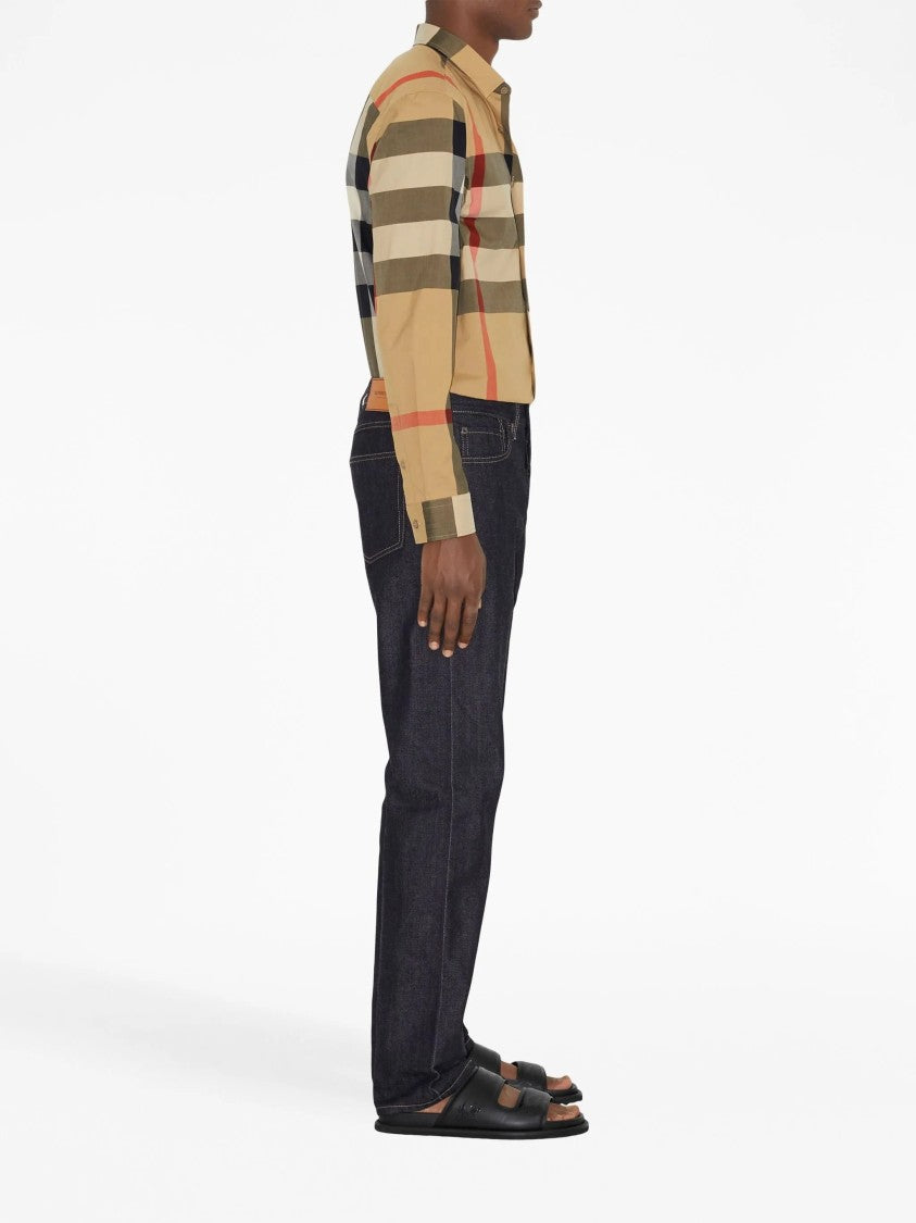 Burberry Multi-Color Check Pattern Slim Shirt