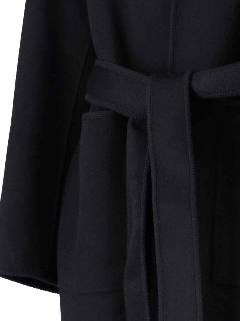 Róhe Black Wool Coat With Shawl Collar