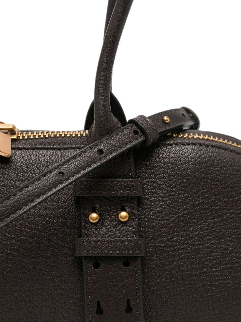 Pinko Pebbled Black Gold-Tone Accent Handbag