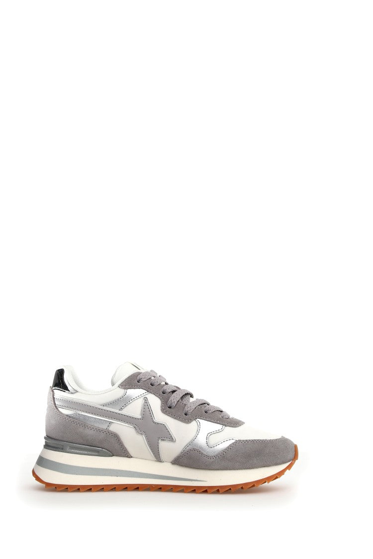 W6yz Grey Technical Fabric Sneakers Animal Print