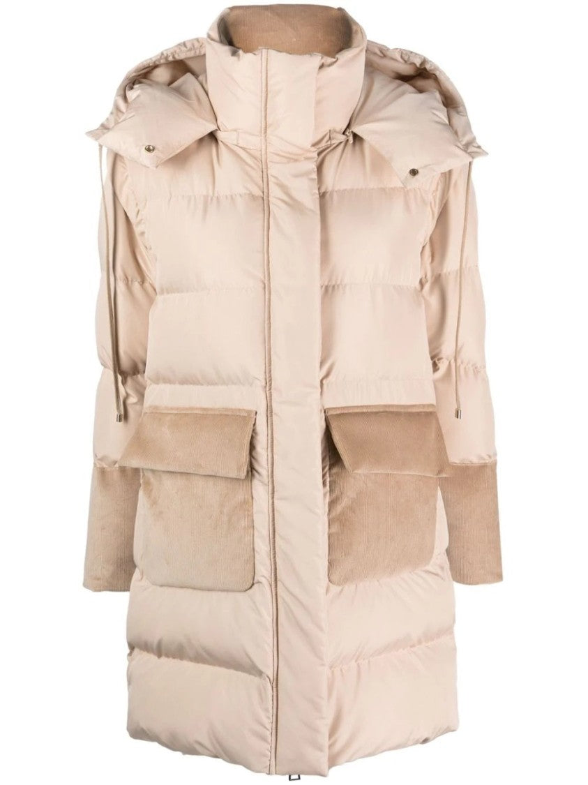 Lorena Antoniazzi Quilted Long Padded Jacket With High Collar And Hood