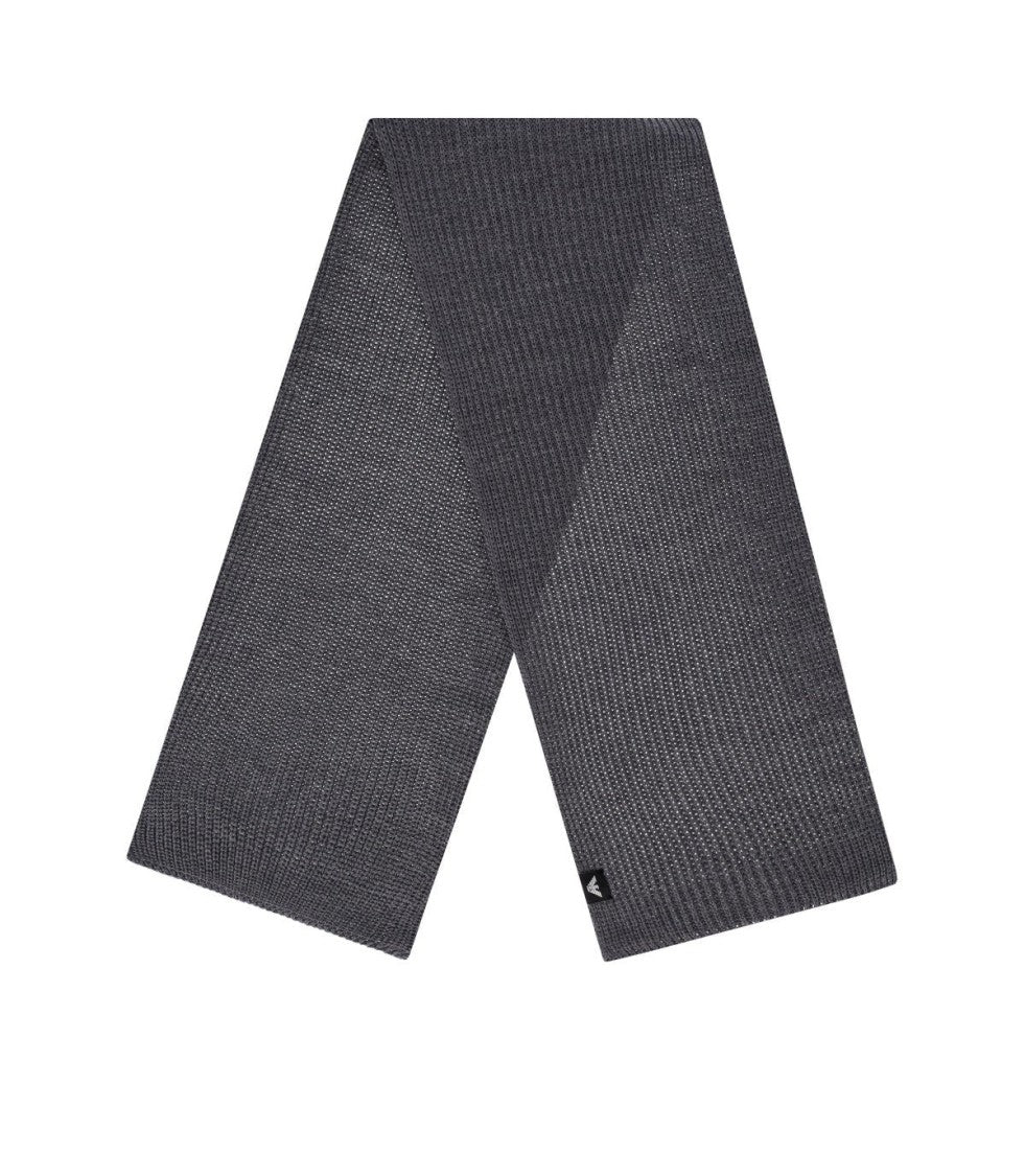 Emporio Armani Textured Braided Dark Grey Scarf With Fabric Logo