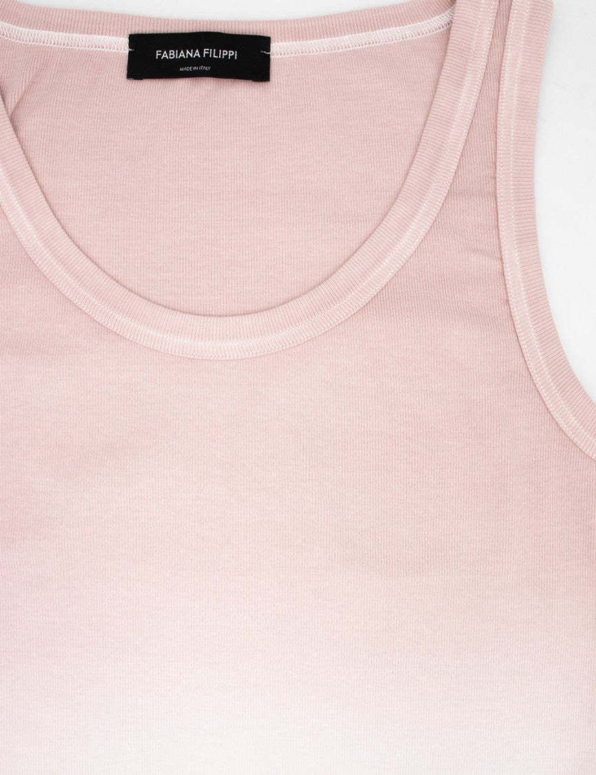 Fabiana Filippi Ribbed Jersey Tank With Unique Shaded Print