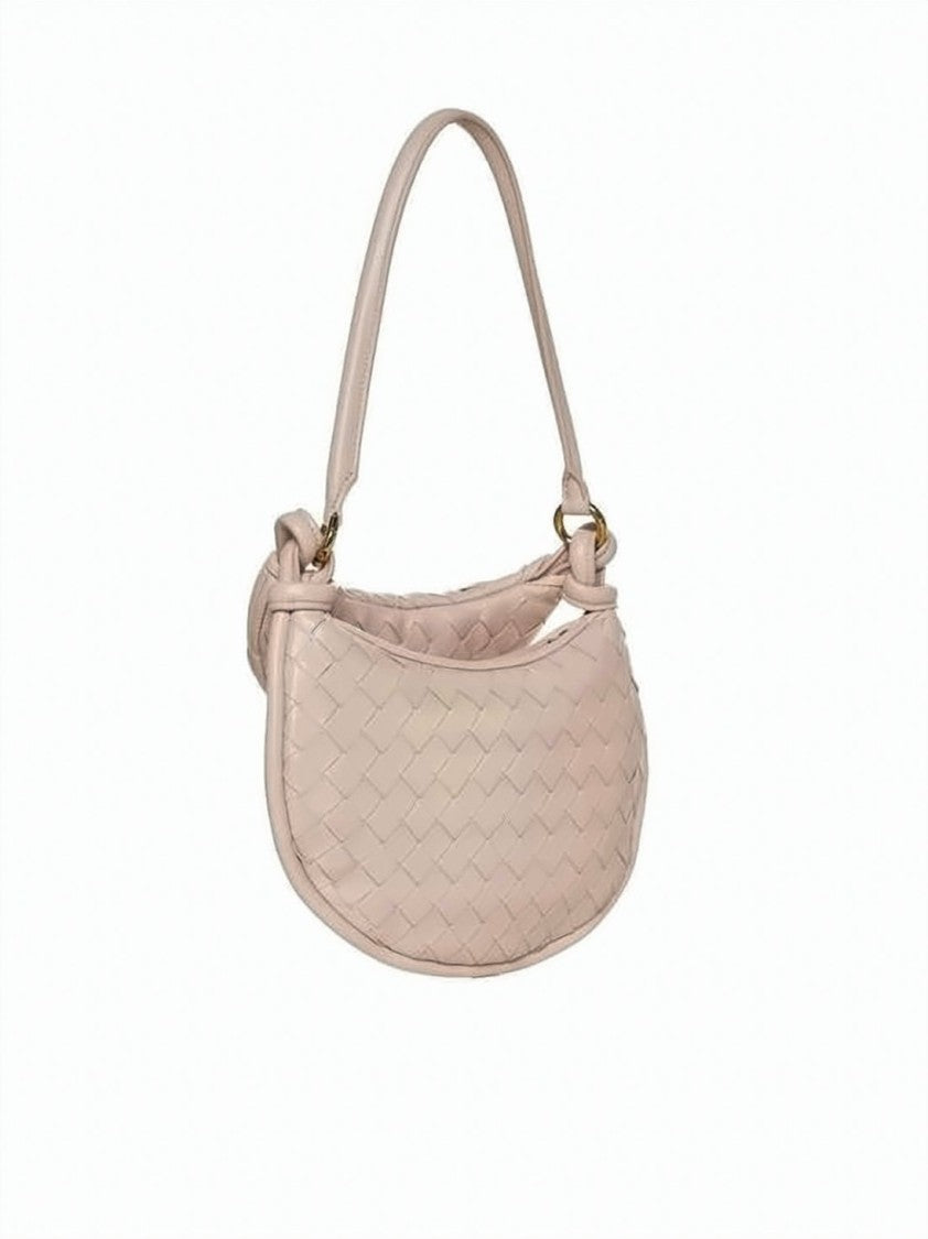 Bottega Veneta Lambskin Leather Shoulder Bag With Woven Design