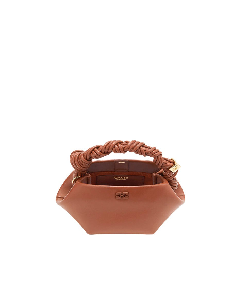 Ganni Structured Leather Twisted Handle Shoulder Bag