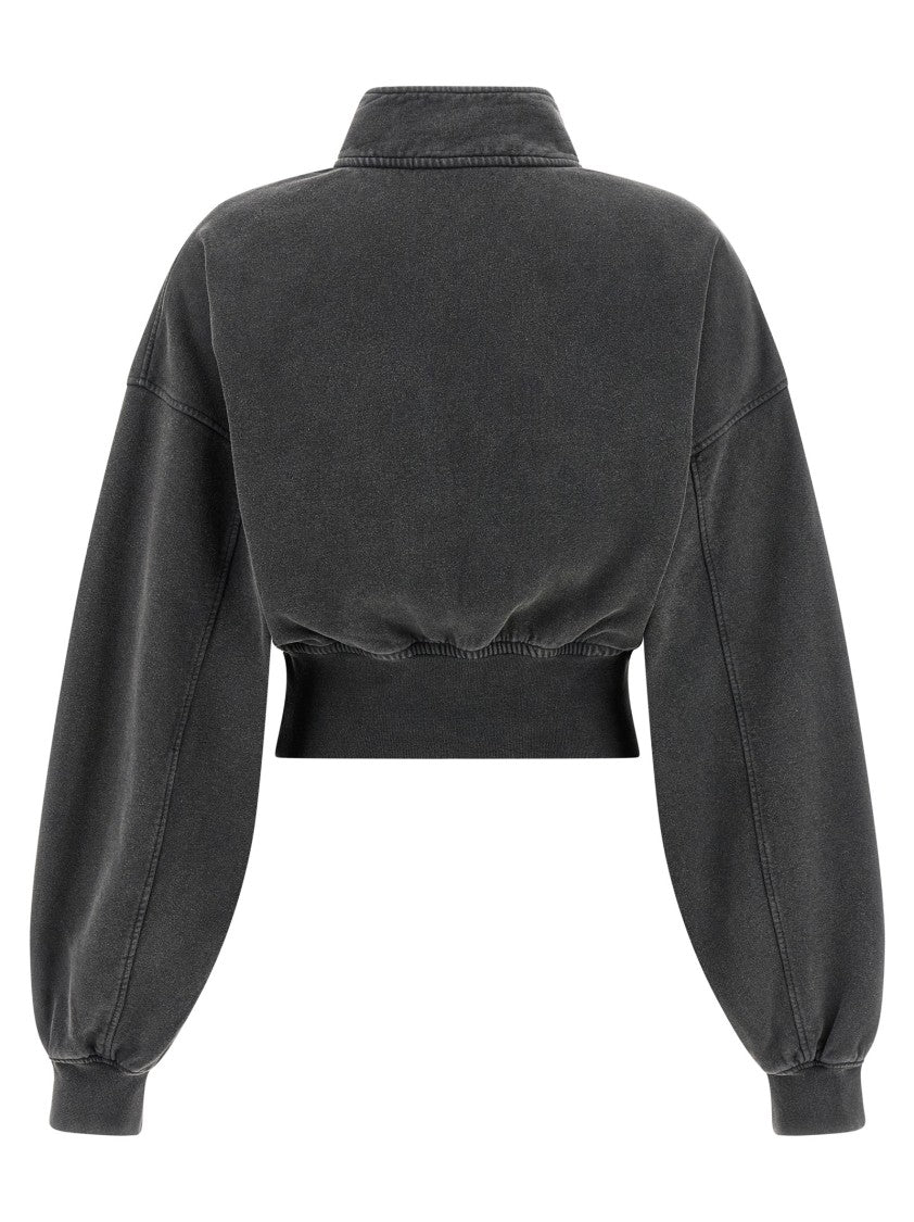T By Alexander Wang Cropped Cotton Sweatshirt With High Neck
