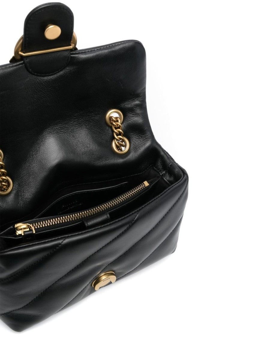 Pinko Love Puff Mini Quilted Leather Satchel