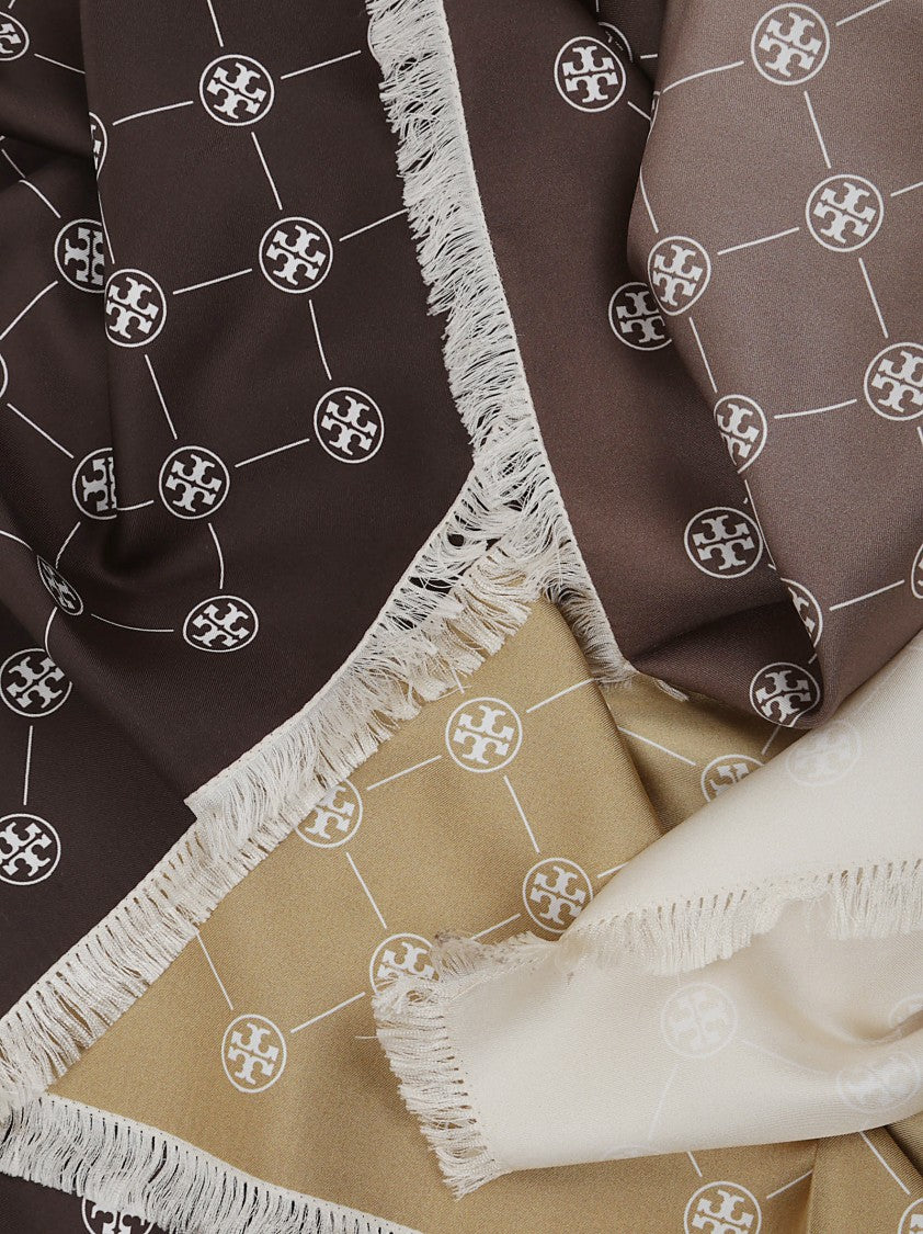 Tory Burch T Monogram Silk Oblong Scarf