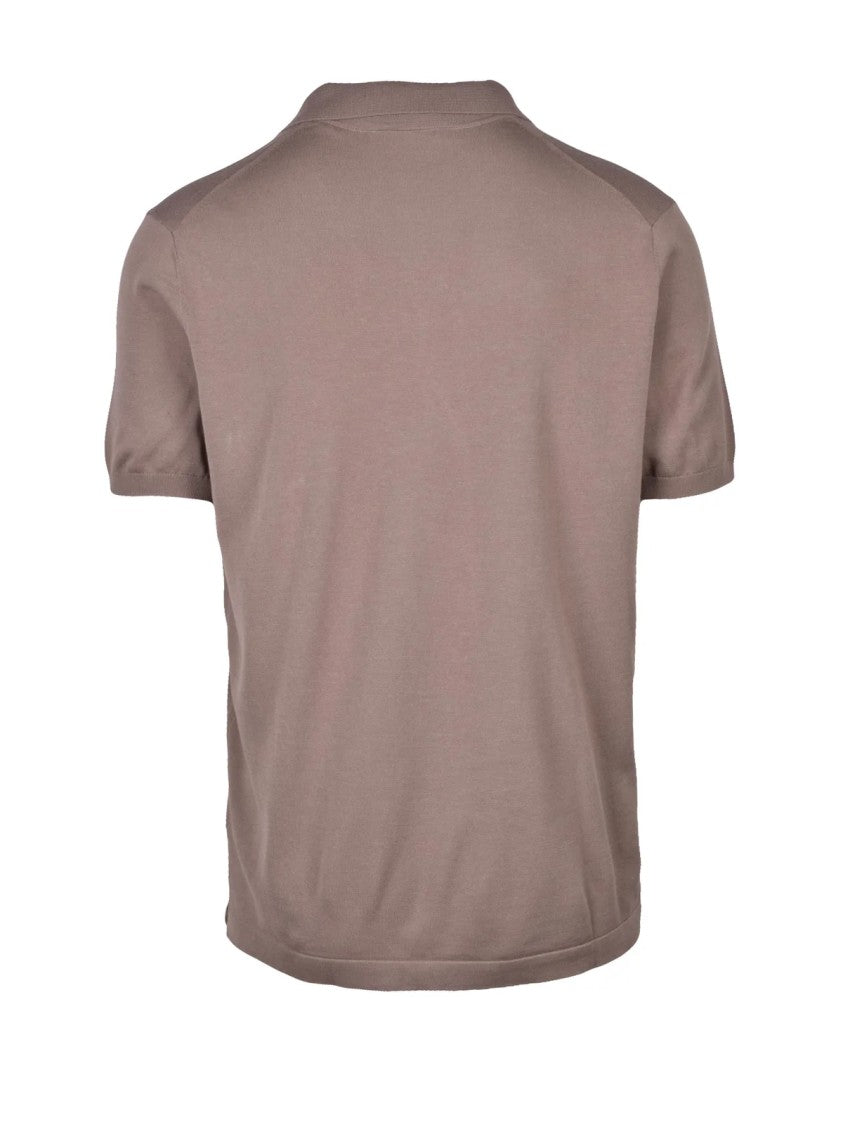 Kangra Grey V-Notch Knit Polo Shirt