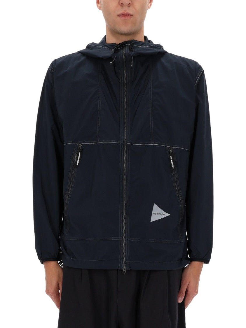 And Wander Partex Lightweight Hooded Nylon Jacket