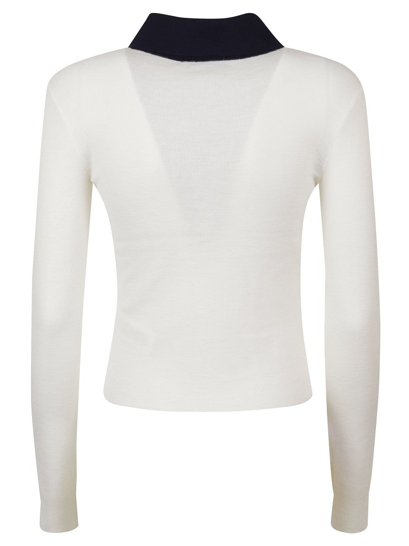 Self-Portrait Fitted Knit Sweater With Button-Down Front