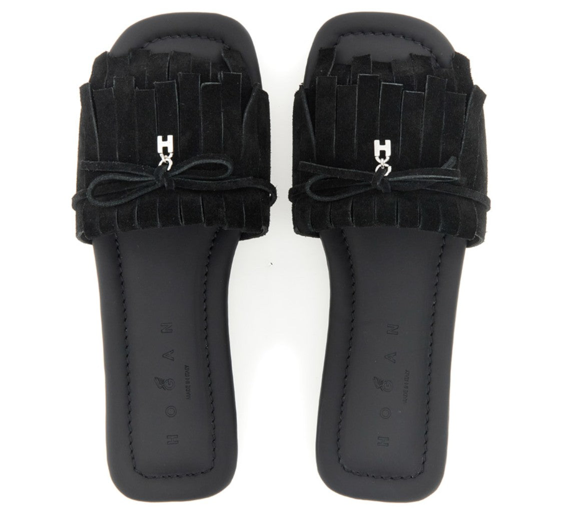 Hogan Fringe-Detail Slip-On Flats With Metallic Charm