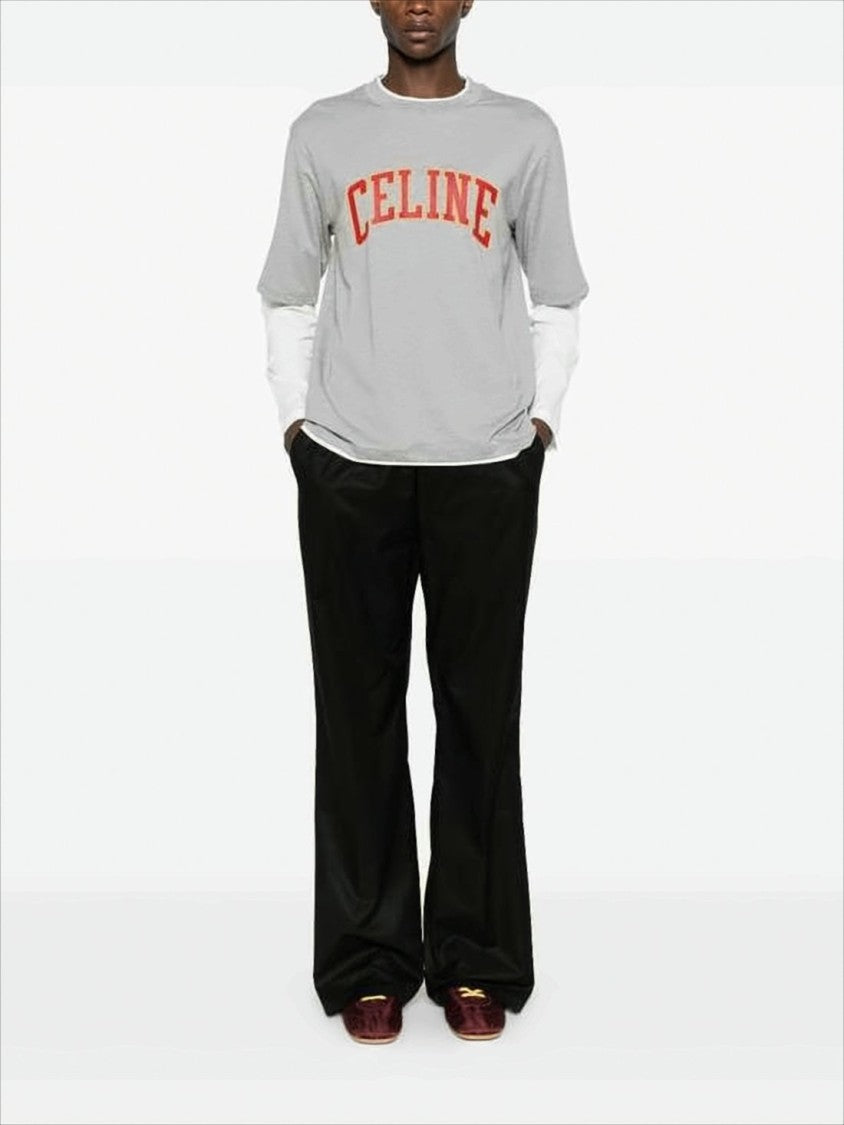 Celine Layered Grey Cotton Jersey T-Shirt