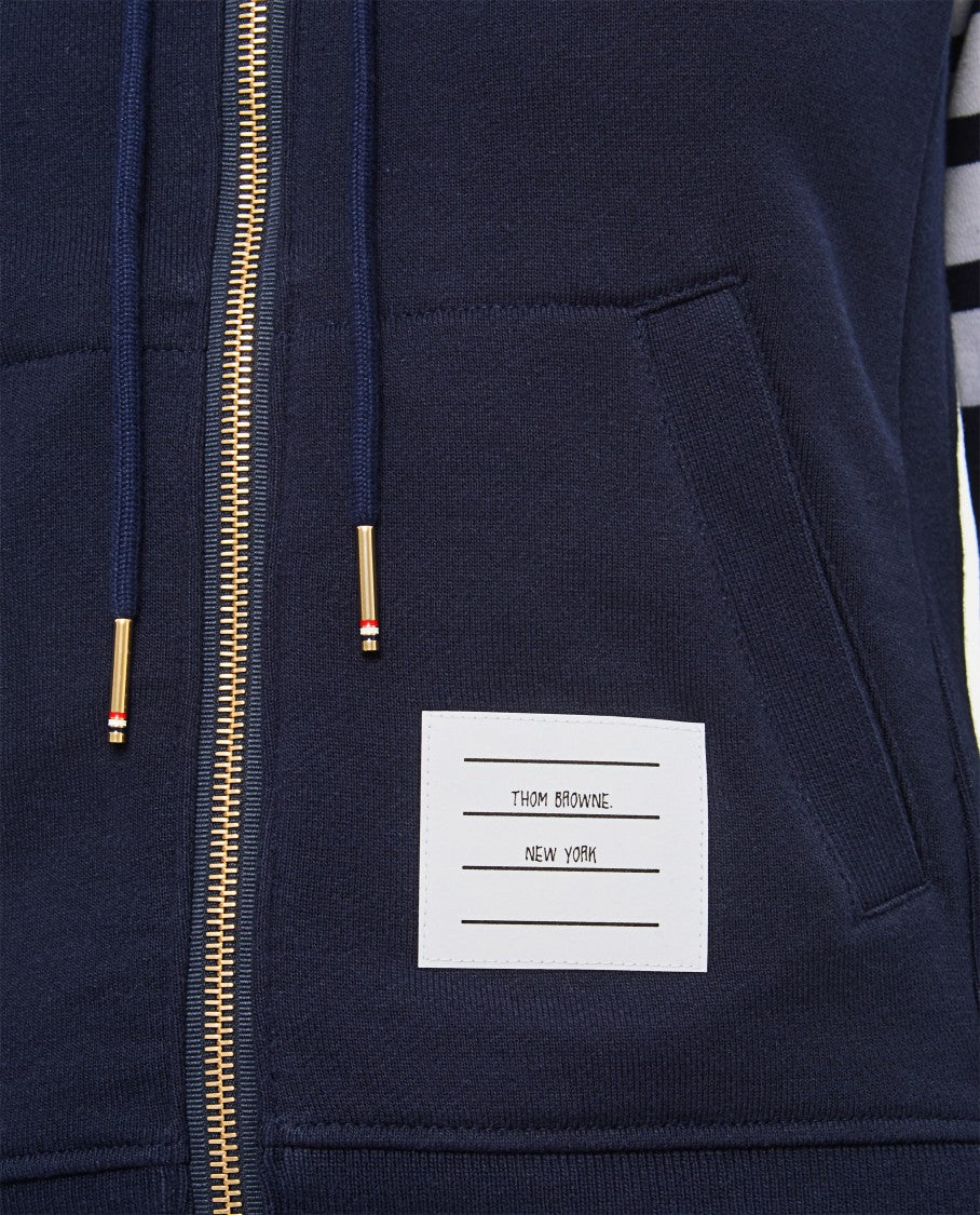 Thom Browne Blue 4-Bar Cotton Zip Hoodie