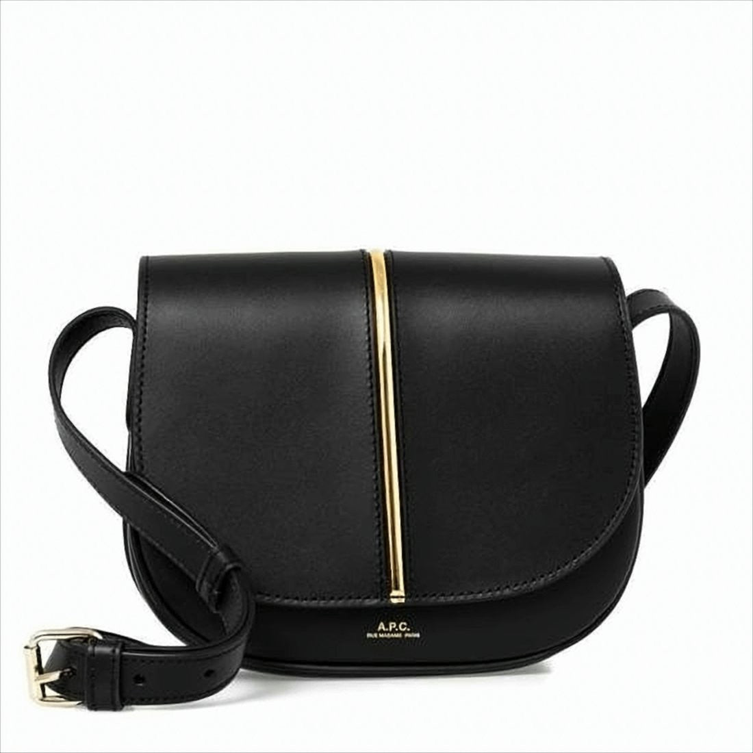 A.P.C. Structured Black Leather Shoulder Bag
