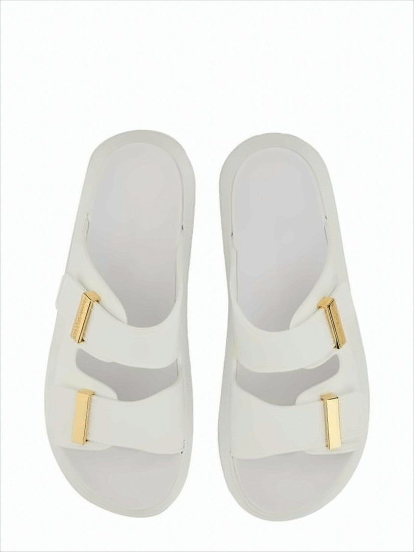 Alexander Mcqueen Minimalist Rubber Slip-On Mules With Gold-Tone Buckles