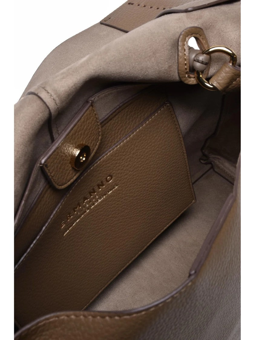 Ermanno Firenze Eba Structured Shoulder Bag With Textured Finish And Chain Strap