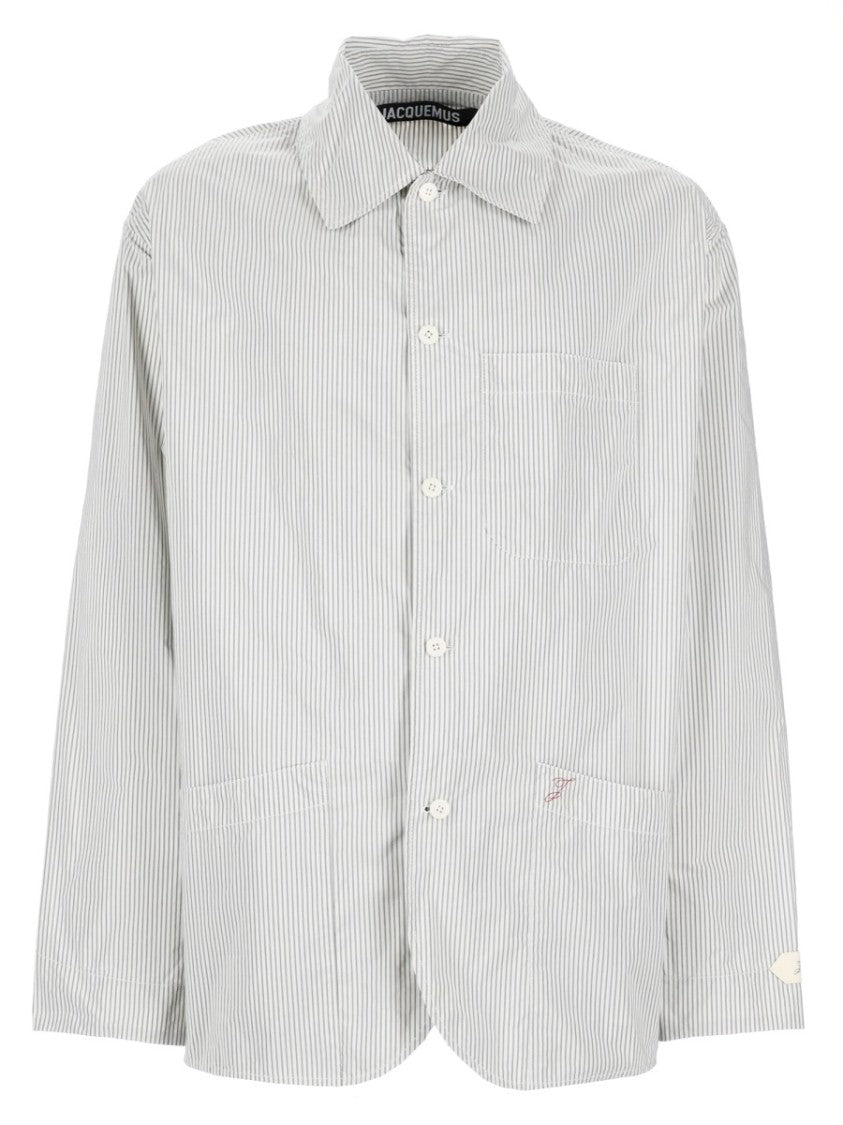 Jacquemus Neutrals La Veste Boutis Vertical Pinstripe Jacket