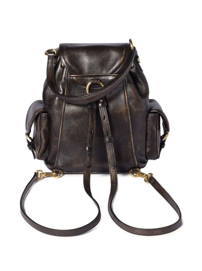 Miu Miu Black Structured Flap Gold Accents Handbag