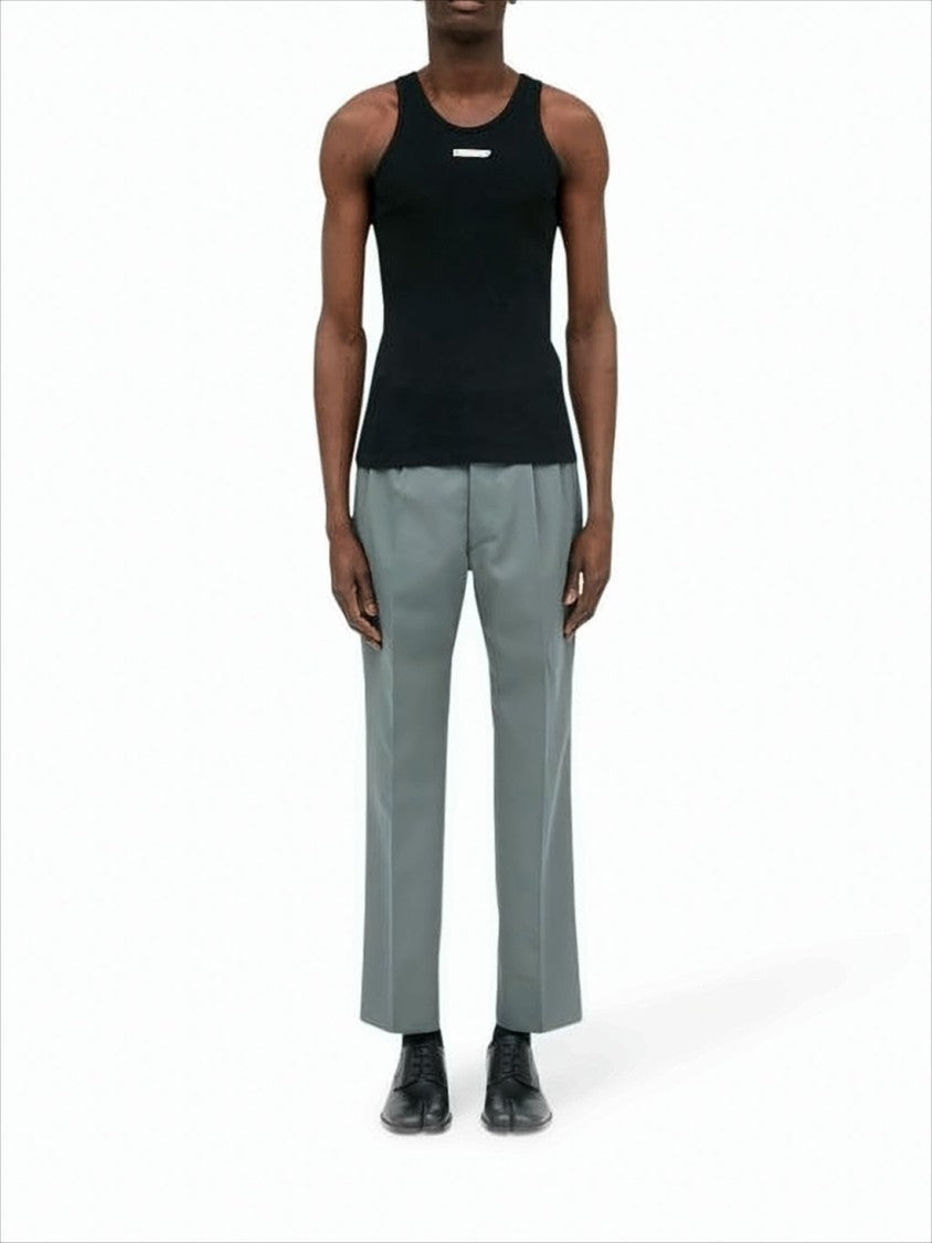 Maison Margiela Fitted Sleeveless Ribbed Tank Top With Rectangular Plaque