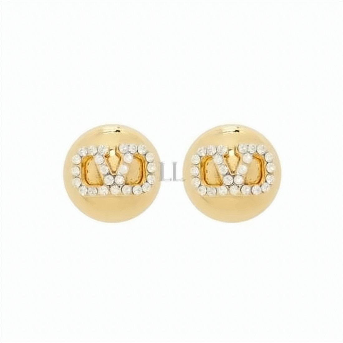 Valentino Garavani Oval Crystal-Embellished Earrings In Gold-Tone Brass Finish
