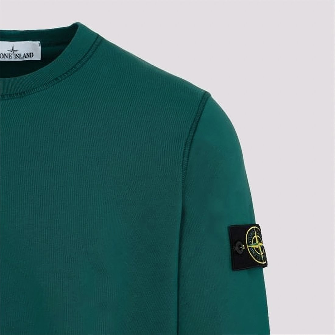 Stone Island Minimalist Long-Sleeve Crewneck Sweatshirt With Distinctive Patch Logo