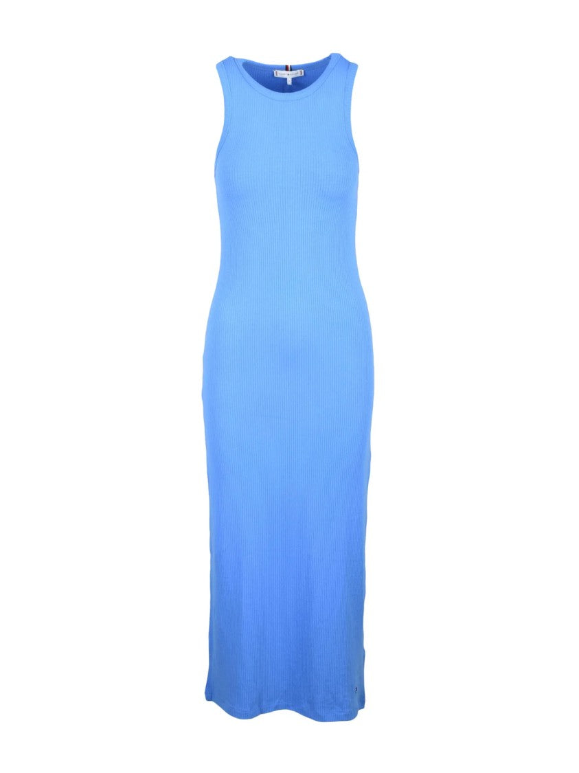 Tommy Hilfiger Sleeveless Long Ribbed Dress In Soft Viscose Blend