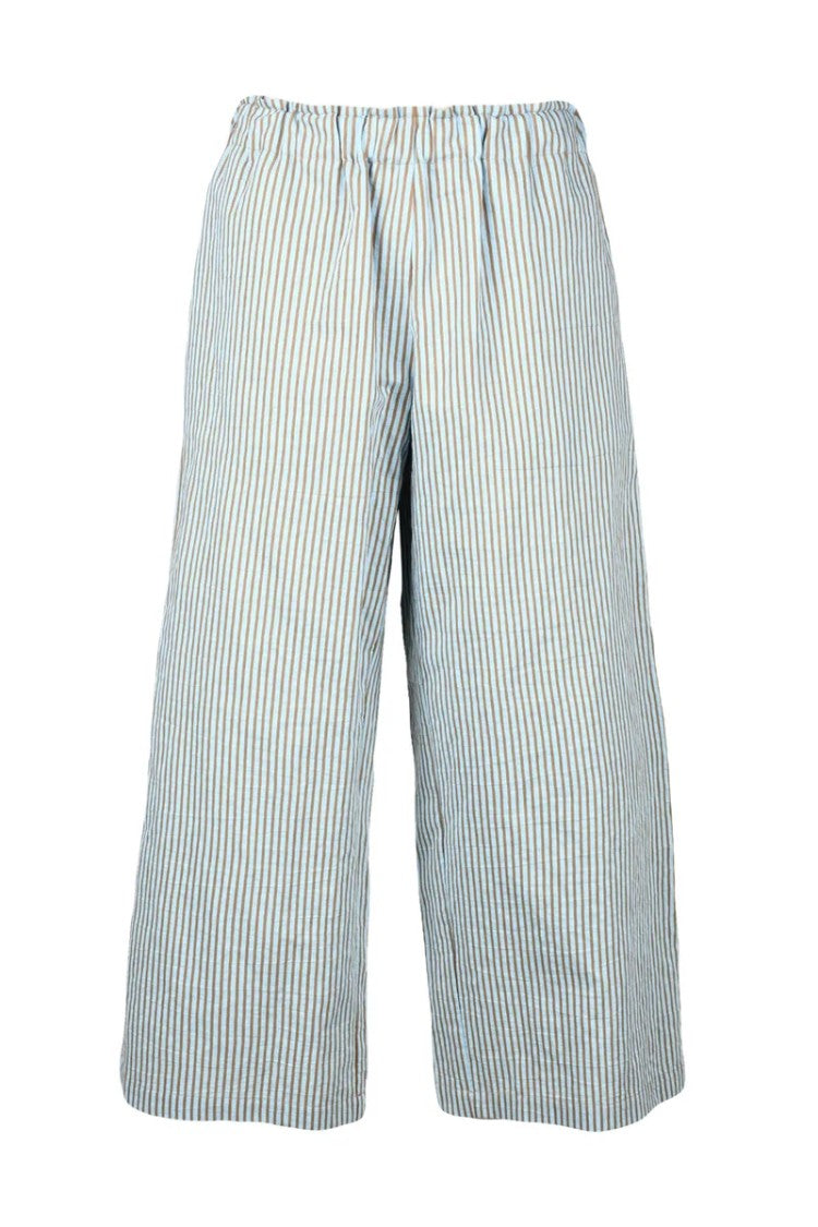 Collection Privee? Cotton Blend Trousers With Vertical Stripes