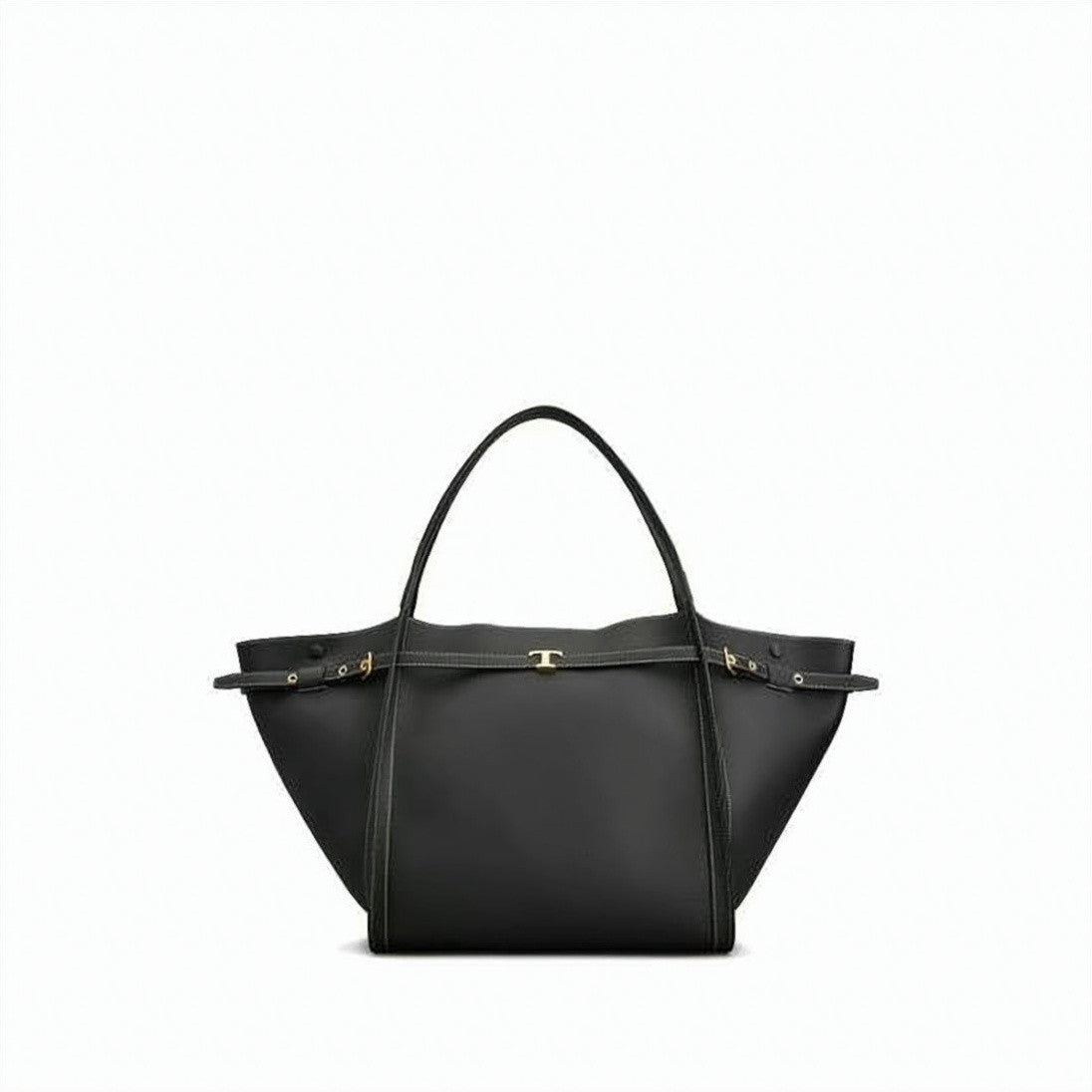 Tod's Trapezoidal Black Calf Leather Shoulder Bag
