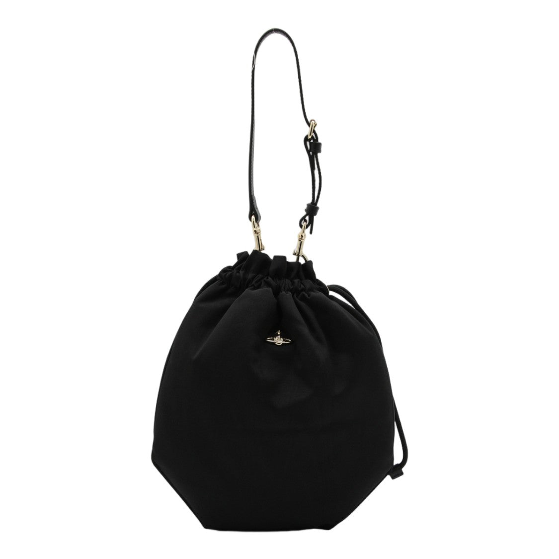 Vivienne Westwood Drawstring Structured Gold-Accent Bucket Bag