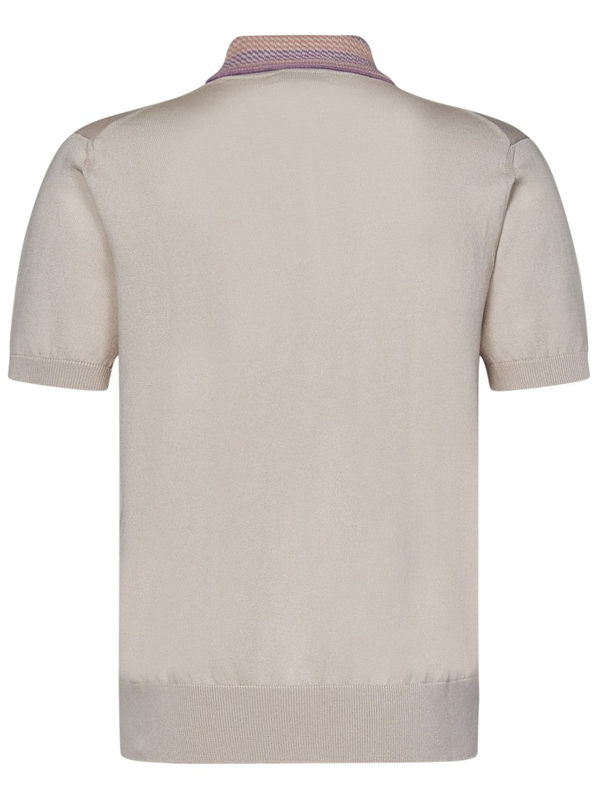 Etro Beige Cotton Knit Polo Shirt