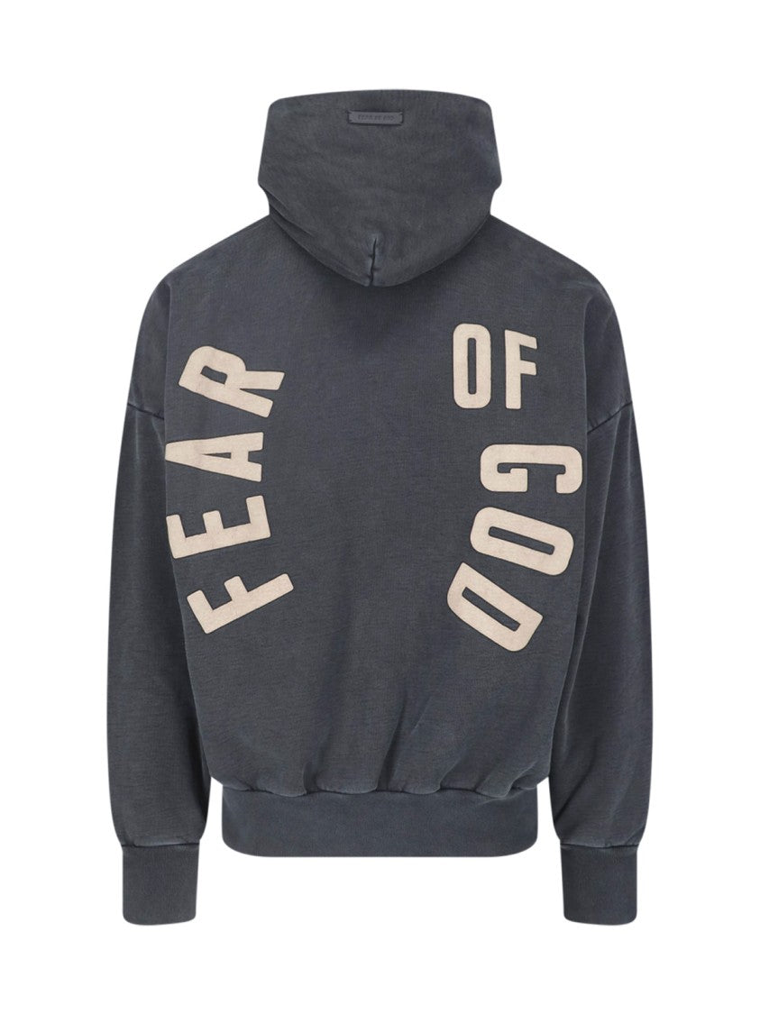 Fear Of God Grey Cotton Logo Hoodie
