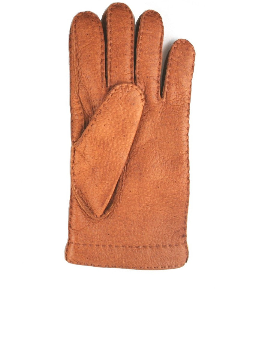 Restelli Brown Peccary Cash Textured Gloves