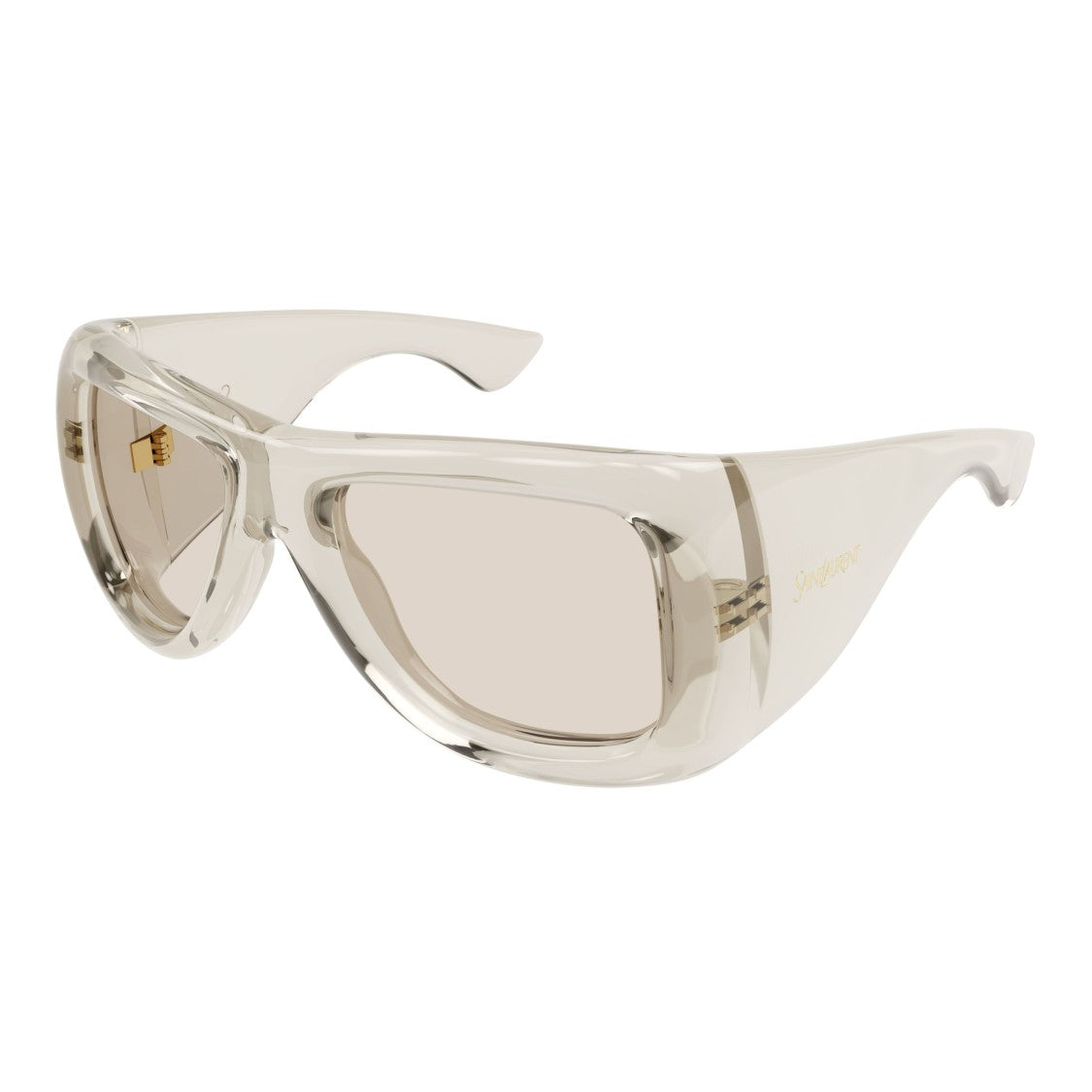 Saint Laurent Oversized Rectangular Frame Sunglasses With Translucent Beige Tint