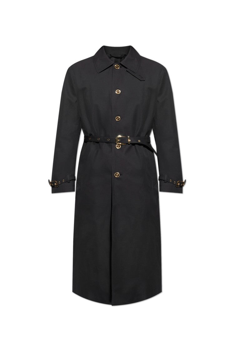Versace Long Black Cotton Coat