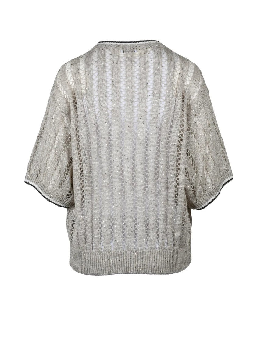 Brunello Cucinelli Beige Linen Nylon Women Sweater