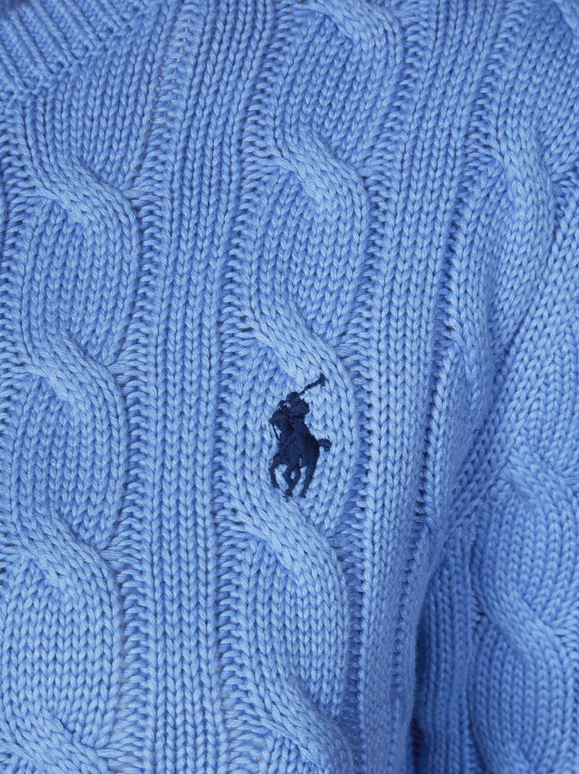 Polo Ralph Lauren Blue Cable Knit Treccia Cardigan