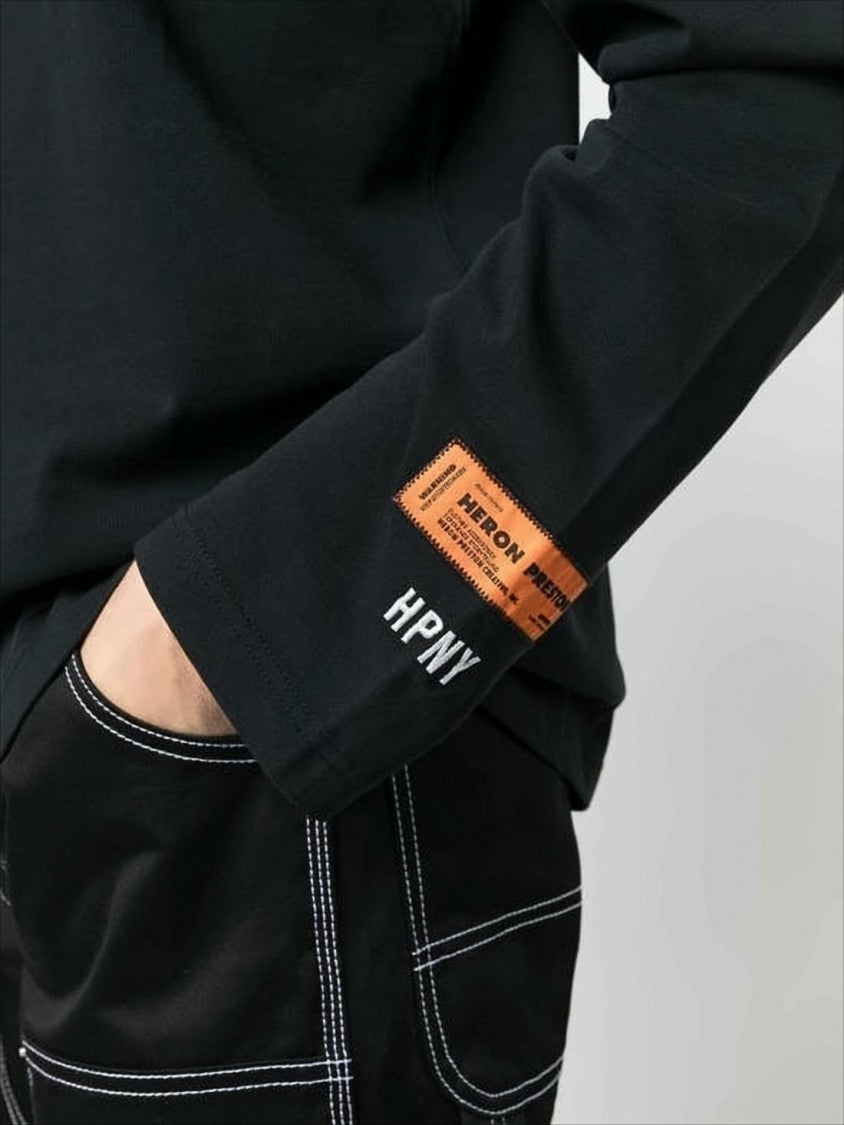 Heron Preston Long-Sleeve Black T-Shirt With High Neck And Signature Detailing
