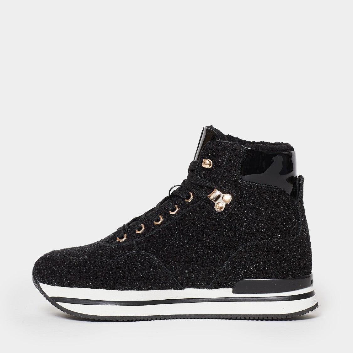 Hogan Black Suede And Lurex Sneakers