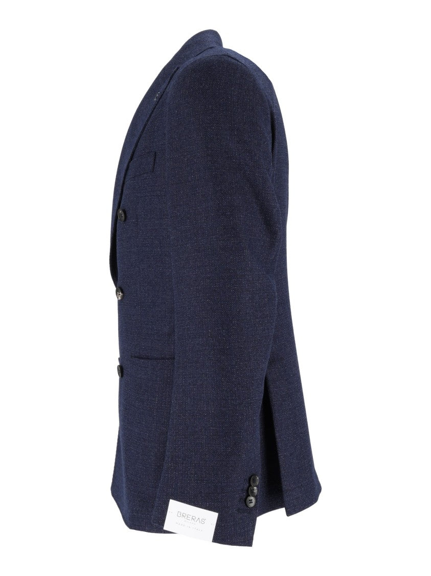Breras Double-Breasted Jacket With Wide Lapels In Deep Navy