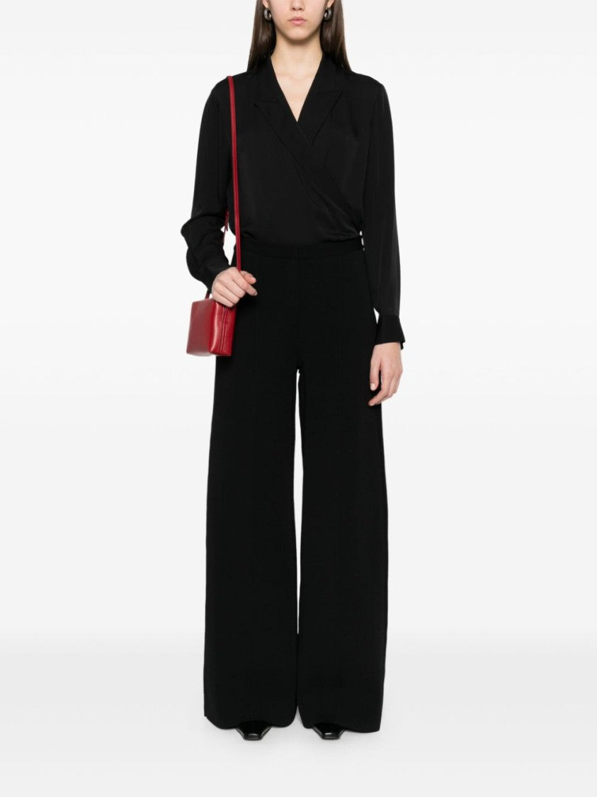 Theory Crossover Neckline Black Silk Shirt