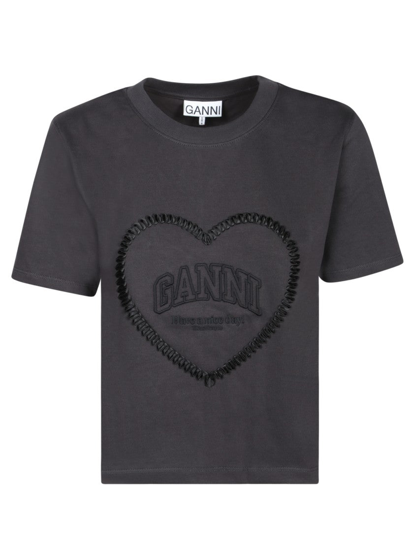 Ganni Black Heart Logo T-Shirt