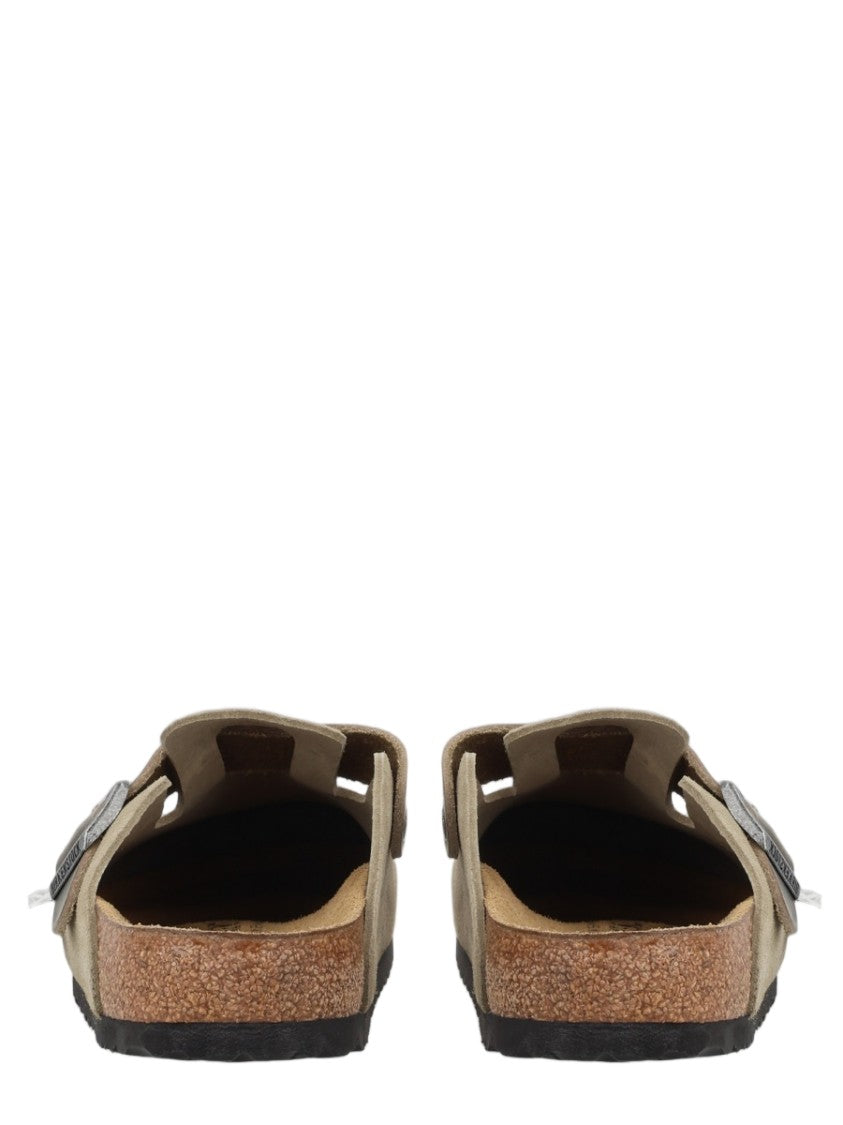Birkenstock Narrow Fit Suede Sabot Shoes With Buckle Strap