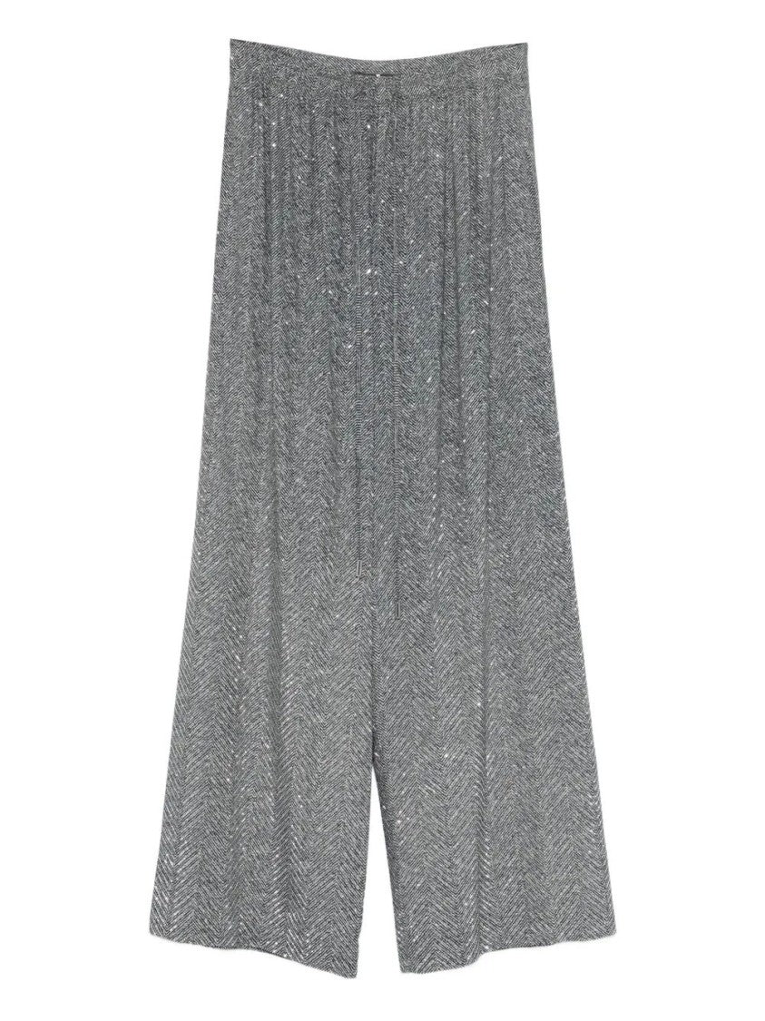 Ermanno Scervino Herringbone Wide-Leg Viscose Pants